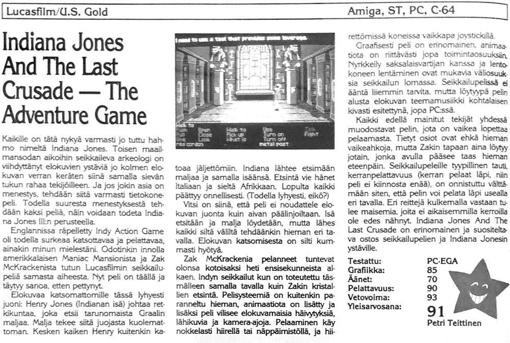 Indiana Jones And The Last Crusade - The Adventure Game